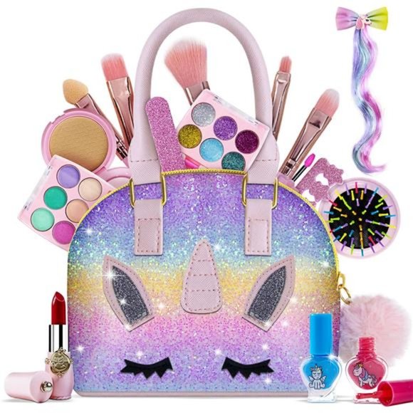 Kids Makeup Kit for Girl-Washable Makeup for Kids with Colorful Unicorn Bag - Picture 1 of 6